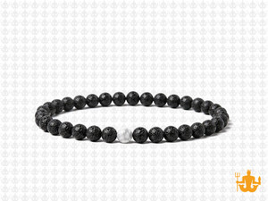4mm Volcano Black Lava Elastic Bracelet 7.5" natural [b1d50w]