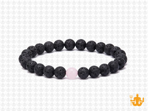 6mm Volcano Black Lava Elastic Bracelet 7.5" natural [b2d50f]