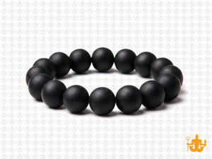 10mm Matte Black Onyx Elastic Bracelet 7.5" [b4b65m]