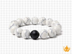 10mm White Howlite Elastic Bracelet 7.5" natural [b4b9b]