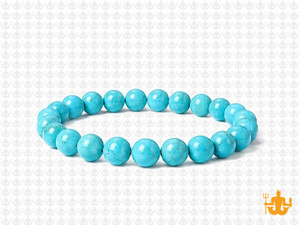 6mm Blue Turquoise Elastic Bracelet 7.5" stabilized [b2d21]