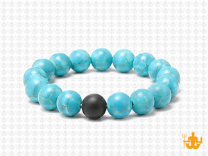 10mm Blue Turquoise Elastic Bracelet 7.5" stabilized [b4d21k]