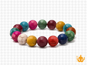10mm Mix Magnesite Elastic Bracelet 7.5" [b4tx]