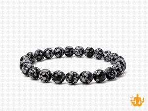 6mm Snowflake Obsidian Elastic Bracelet 7.5" natural [b2b25]
