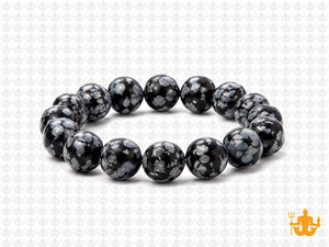 10mm Snowflake Obsidian Elastic Bracelet 7.5" natural [b4b25]