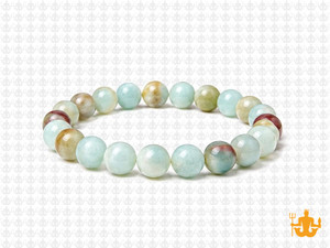 8mm Gold Black Amazonite Elastic Bracelet 7.5" natural [b3r36]