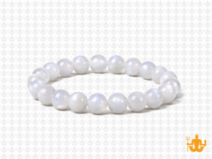 8mm Mother Of Pearl Elastic Bracelet 7.5" natural [b3d53]