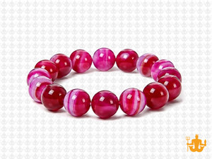 10mm Rose Banded Agate Elastic Bracelet 7.5" dyed [b4f21]