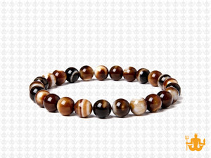 6mm Brown Banded Agate Elastic Bracelet 7.5" dyed [b2f25]