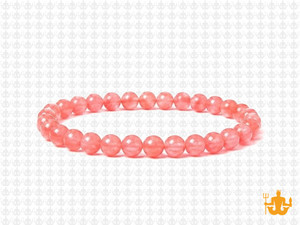 4mm Cherry Quartz Elastic Bracelet 7.5" synthetic [b1a41]
