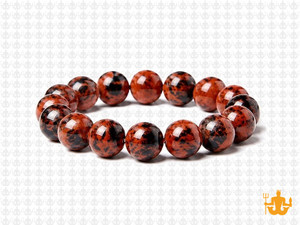 10mm Mahogany Obsidian Elastic Bracelet 7.5" natural [b4b28]
