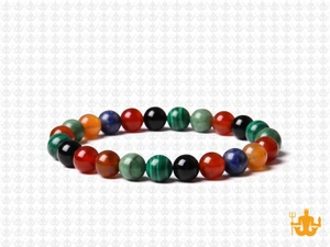 6mm Mix Agate Elastic Bracelet 7.5" dyed [b2d29]
