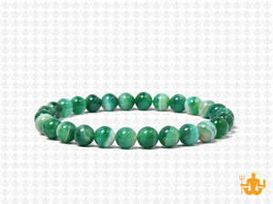 4mm Green Banded Agate Elastic Bracelet 7.5" dyed [b1f23]