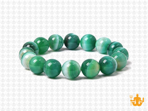 10mm Green Banded Agate Elastic Bracelet 7.5" dyed [b4f23]