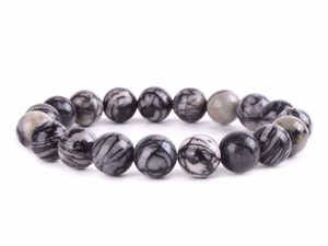 10mm Picasso Agate Elastic Bracelet 7.5" natural [b4r43]