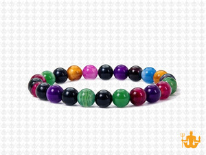 6mm Mix Banded Agate Elastic Bracelet 7.5" dyed [b2f29]