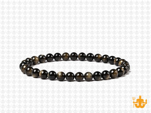 4mm Golden Sheen Obsidian Elastic Bracelet 7.5" natural [b1r70]
