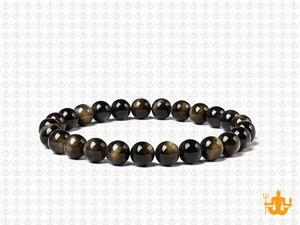 6mm Golden Sheen Obsidian Elastic Bracelet 7.5" natural [b2r70]