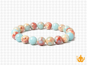 8mm Red Brown Amazonite Elastic Bracelet 7.5" natural [b3r42]