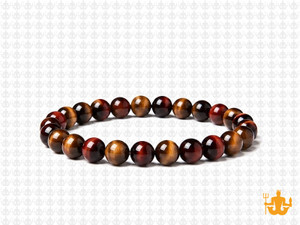 6mm Golden & Red Tiger Eye Elastic Bracelet 7.5" heated [b2g3s]