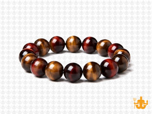 10mm Golden & Red Tiger Eye Elastic Bracelet 7.5" heated [b4g3s]