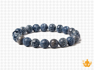8mm Black Spider Agate Elastic Bracelet 7.5" natural [b3f31k]