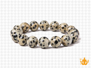 10mm Matte Dalmatian Jasper Elastic Bracelet 7.5" natural [b4b23m]