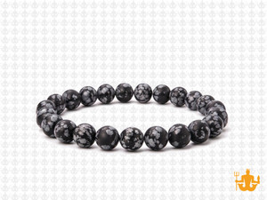 6mm Matte Snowflake Obsidian Elastic Bracelet 7.5" natural [b2b25m]
