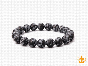 8mm Matte Snowflake Obsidian Elastic Bracelet 7.5" natural [b3b25m]