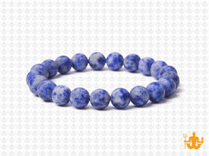 8mm Matte Denim Lapis Elastic Bracelet 7.5" natural [b3b27m]
