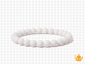 6mm Matte White Jade Elastic Bracelet 7.5" natural [b2b40m]