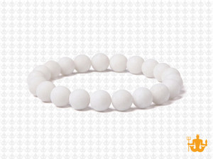 8mm Matte White Jade Elastic Bracelet 7.5" natural [b3b40m]