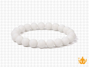 8mm Matte White Obsidian Elastic Bracelet 7.5" natural [b3b98m]