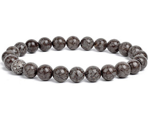 4mm Matte Brown Snowflake Elastic Bracelet 7.5" natural [b1b4m]