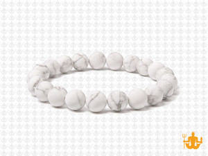 8mm Matte White Howlite Elastic Bracelet 7.5" natural [b3b9m]