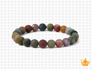 8mm Matte Blood Agate Elastic Bracelet 7.5" natural [b3d1m]