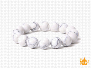 10mm Matte White Turquoise Elastic Bracelet 7.5" stabilized [b4d23m]