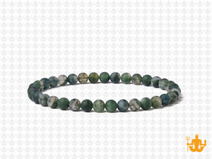 4mm Matte Moss Agate Elastic Bracelet 7.5" natural [b1d3m]