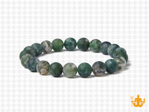 8mm Matte Moss Agate Elastic Bracelet 7.5" natural [b3d3m]