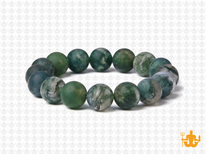10mm Matte Moss Agate Elastic Bracelet 7.5" natural [b4d3m]