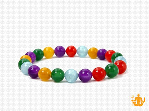 6mm Mix Jade Elastic Bracelet 7.5" dyed [b2x3]