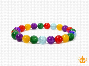 8mm Mix Jade Elastic Bracelet 7.5" dyed [b3x3]