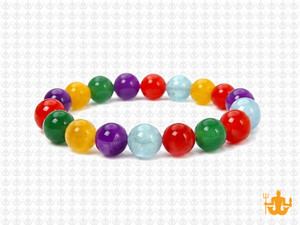 10mm Mix Jade Elastic Bracelet 7.5" dyed [b4x3]