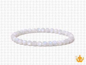 4mm Matte Mother Of Pearl Elastic Bracelet 7.5" natural [b1d53m]