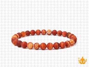 4mm Matte Red Banded Agate Elastic Bracelet 7.5" heated [b1f20m]
