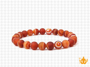 6mm Matte Red Banded Agate Elastic Bracelet 7.5" heated [b2f20m]