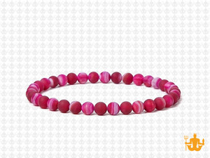 4mm Matte Rose Banded Agate Elastic Bracelet 7.5" dyed [b1f21m]