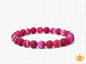 6mm Matte Rose Banded Agate Elastic Bracelet 7.5" dyed [b2f21m]