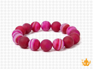 10mm Matte Rose Banded Agate Elastic Bracelet 7.5" dyed [b4f21m]