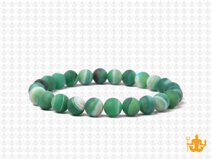 6mm Matte Green Banded Agate Elastic Bracelet 7.5" dyed [b2f23m]